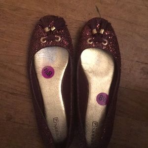 Brown sparkly flats